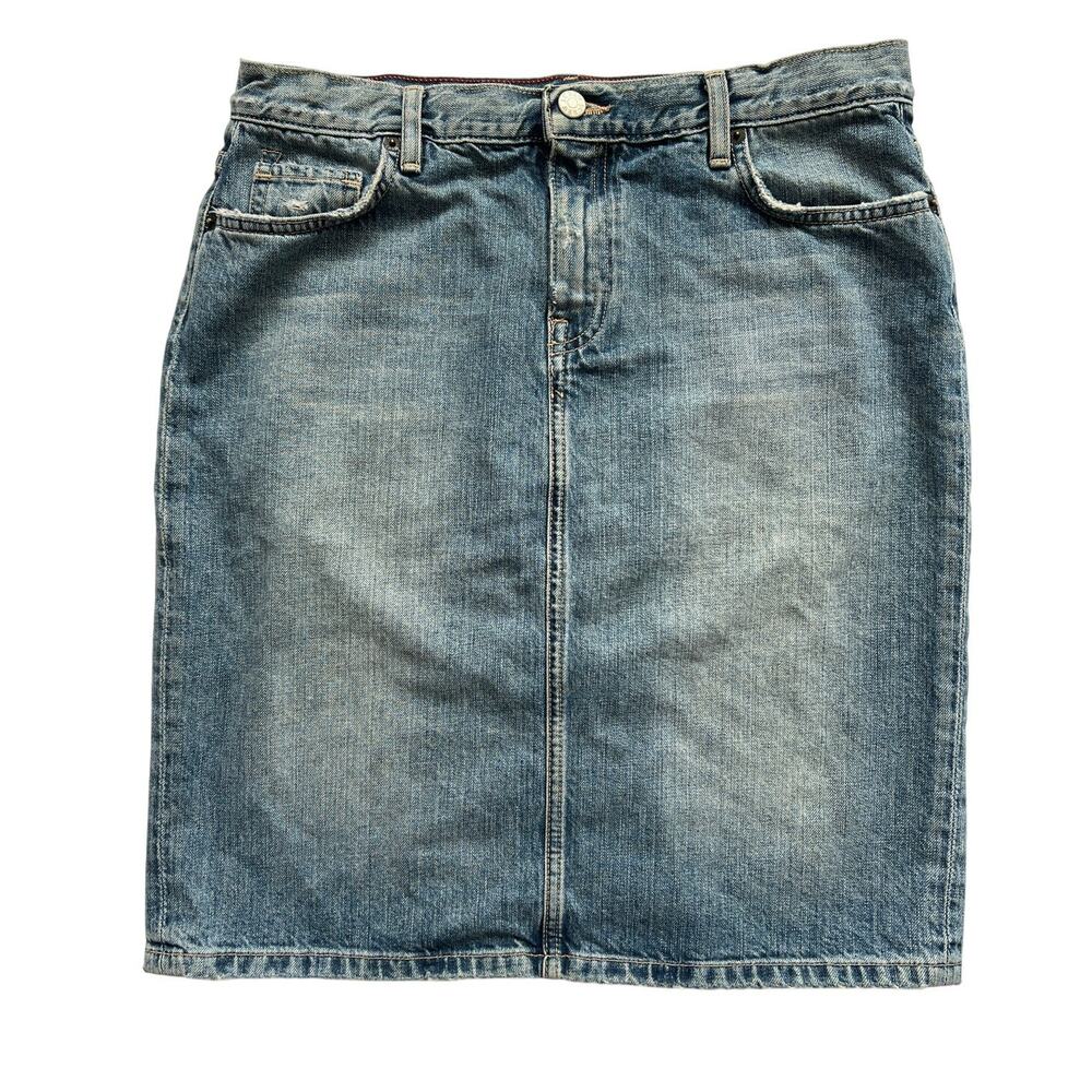 J. Crew Denim Skirt Womens Size 6 Cotton Pencil Pockets Casual Western Retro
